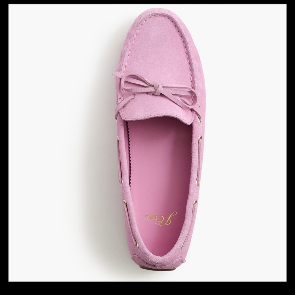 J Crew Driving Suede Moccasins Loafer Pink Size 8 New in Box - Picture 3 of 7